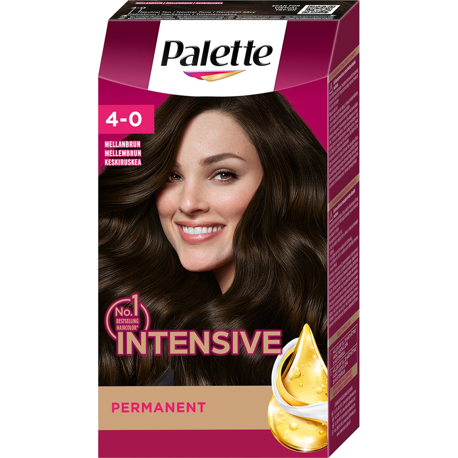 PALETTE Intensive Creme Coloration 4-0 Soft Mid Brown - 1 pcs