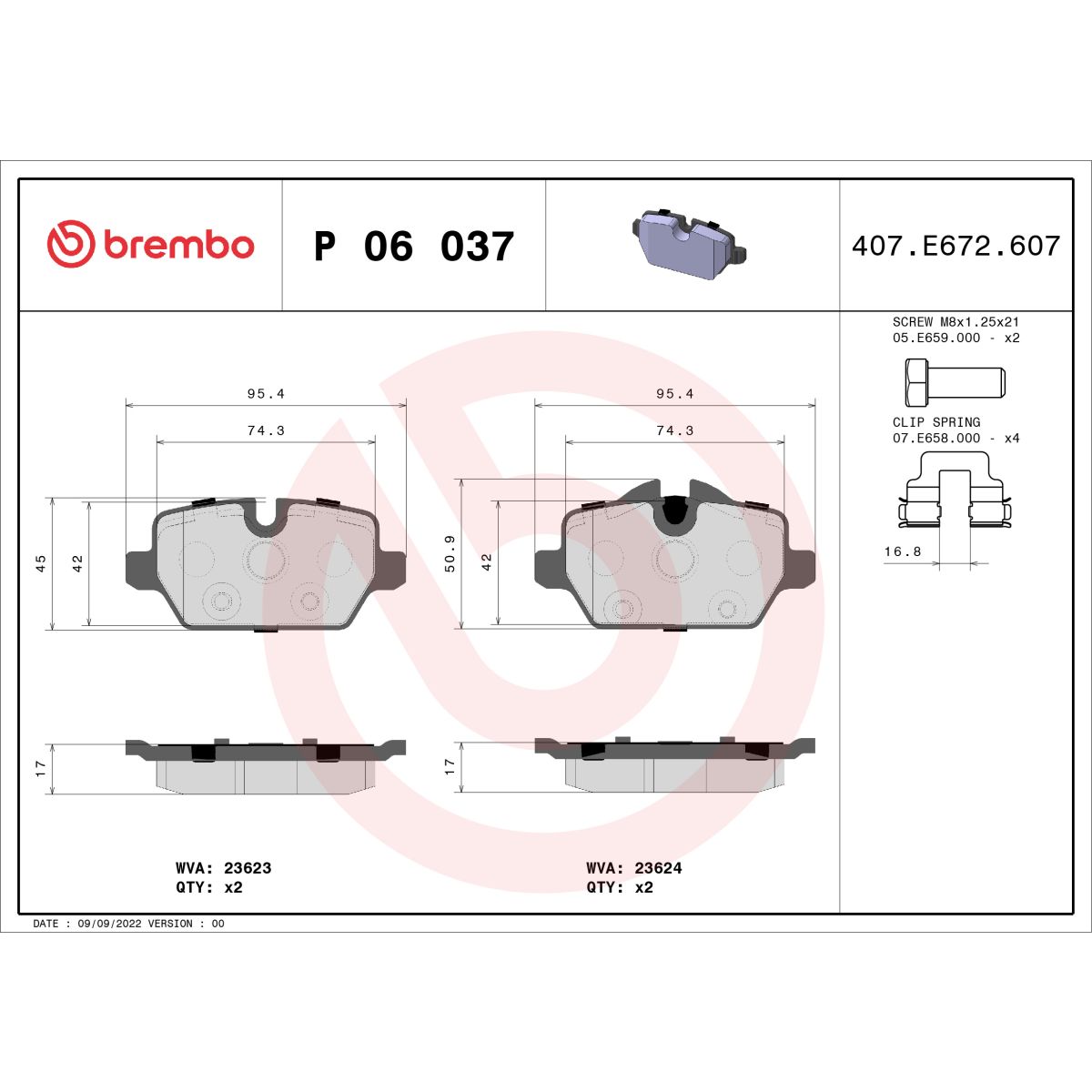 Jarrupalat, levyjarru BREMBO P 06 037