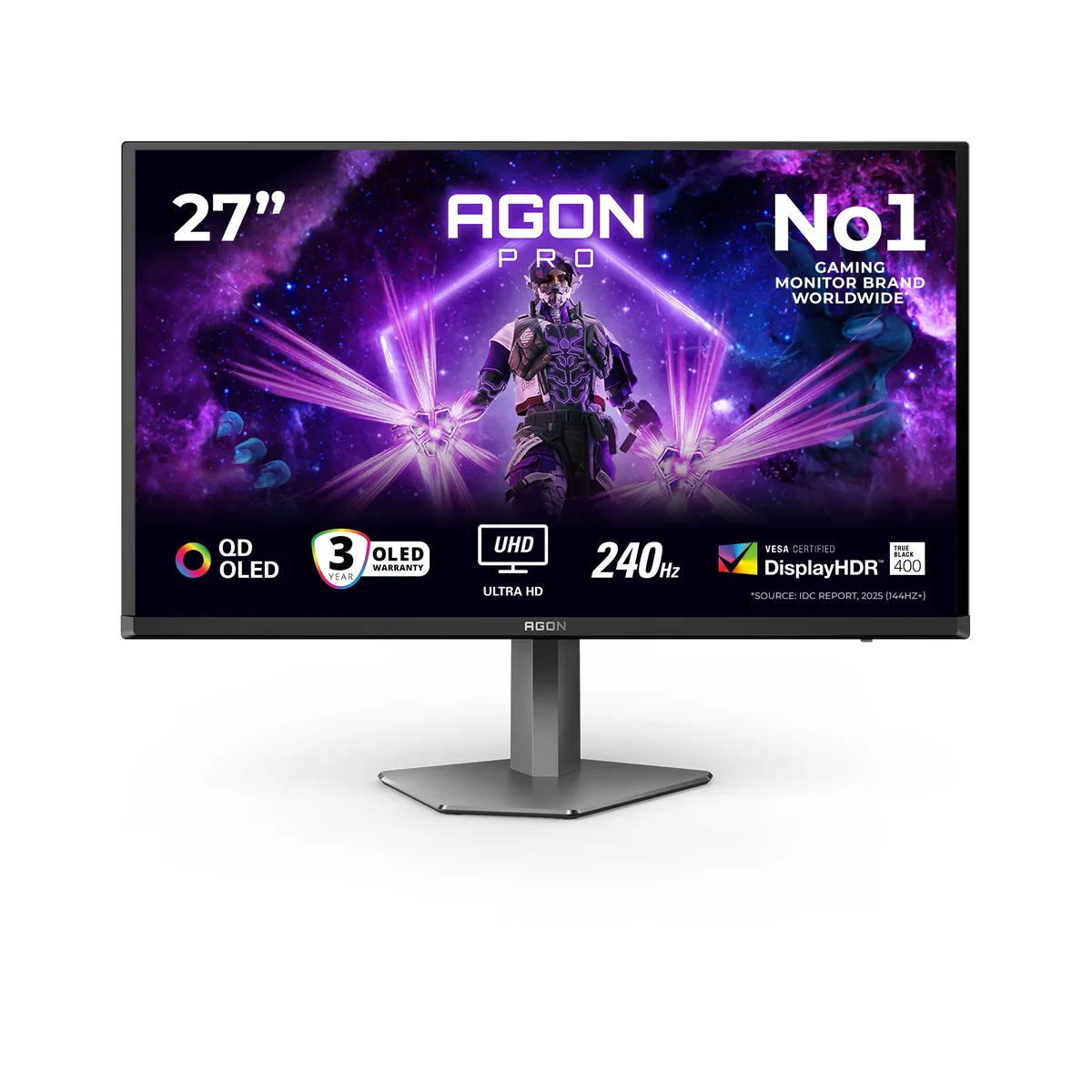 26.5" AOC AG276UZD - 3840x2160 (4K) - 240Hz - QD-OLED - 65W USB-C - KVM switch
