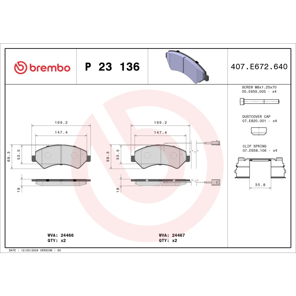 Jarrupalat, levyjarru BREMBO P 23 136