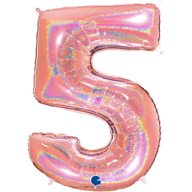 Isot numerofoliopallot, ruusukulta-hologrammi, 100cm-5