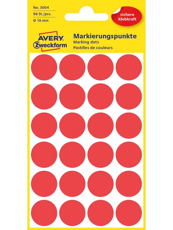Avery Colour coding dots permanent red