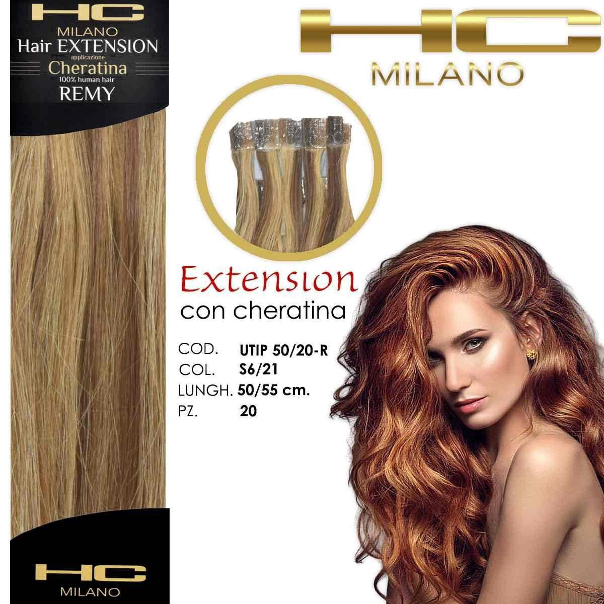Hc Milano Remy-keratiinihiuspidennykset 50/55 cm 20 kappaletta väri 6/21