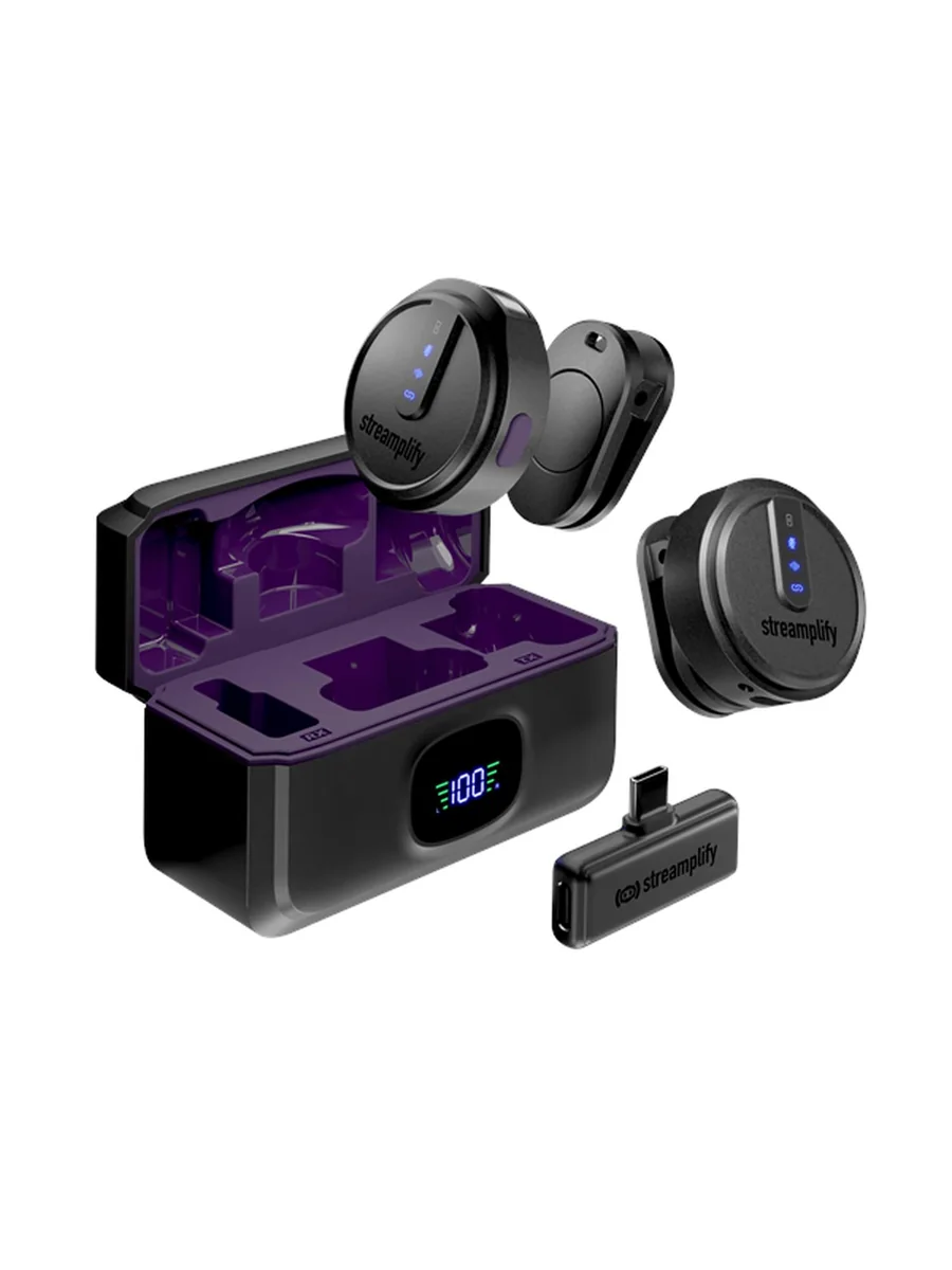 Streamplify MIC GO, Paikoilleen napsautettava mikrofoni, -31 dB, 20 - 20000 Hz, 16 bittiä, 48 kHz, 82 dB