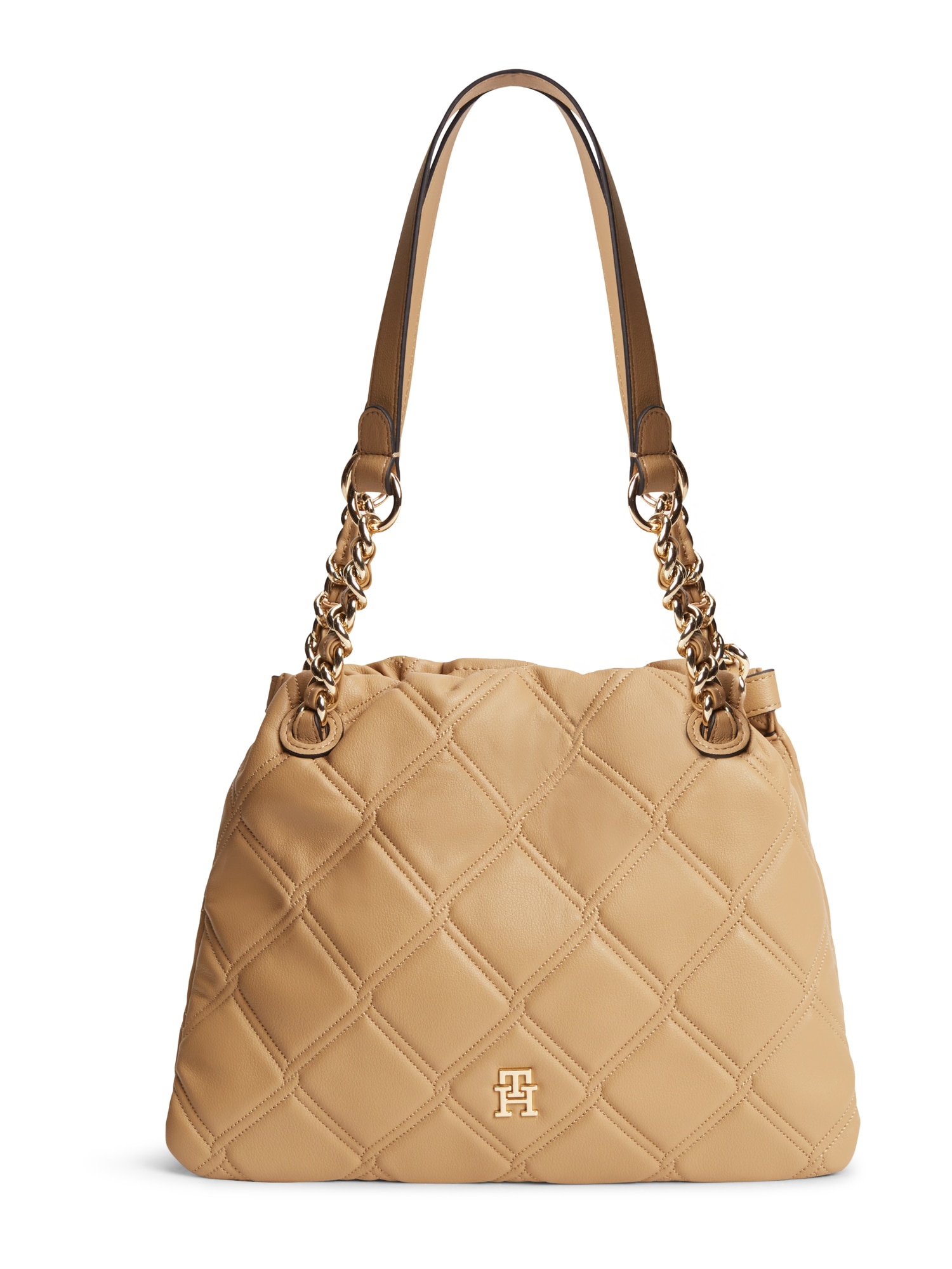 TOMMY HILFIGER Olkalaukku 'TH Monogram Quilted Tote' khaki