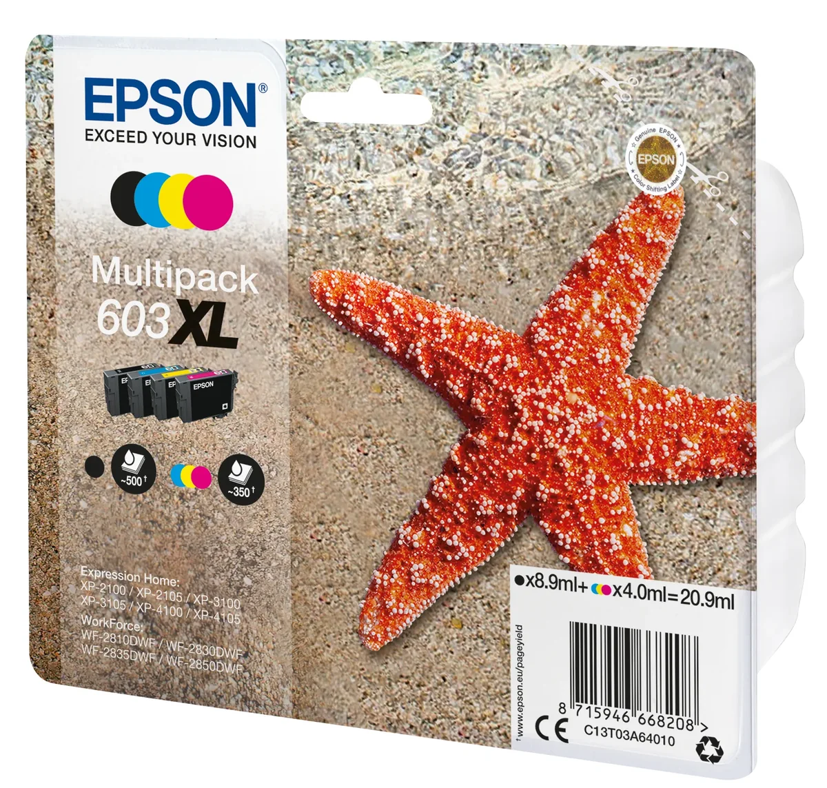 Epson 603XL -mustekasettipakkaus, monivärinen, 4 kpl