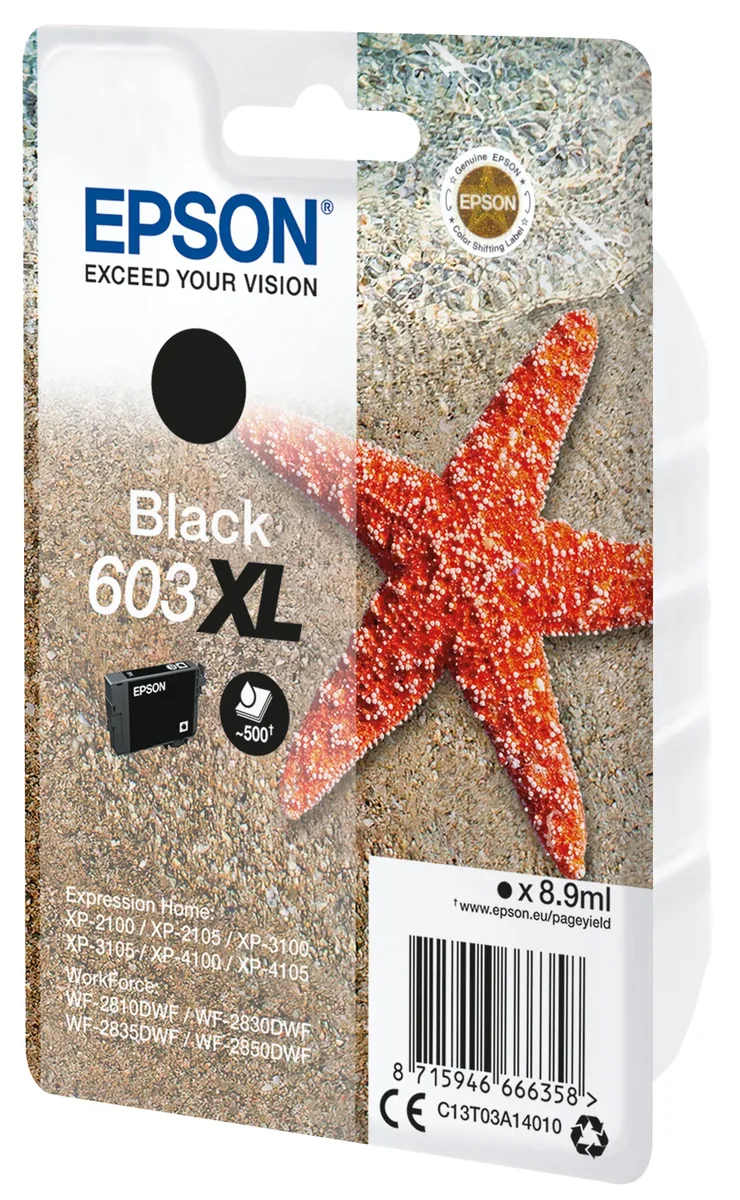 Epson 603XL-mustekasetti, 8.9 ml, musta