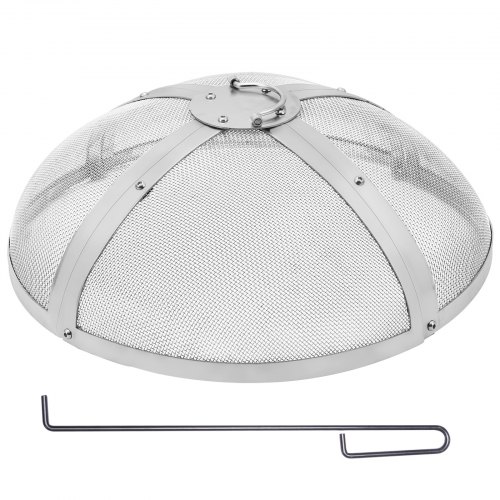 VEVOR Fire Pit Spark Screen Round 27", Reinforced Heavy Duty Steel Metal Cover, Outdoor Firepit Lid, Easy-Opening Top Screen Covers Round with Ring Handle for Outdoor Patio Fire Pits Backyard