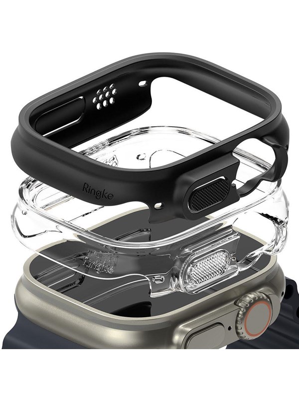 Ringke Slim -suojakotelo, 2 kpl:n pakkaus, Apple Watch Ultra 1/2 (49 mm) - kirkas ja mattamusta