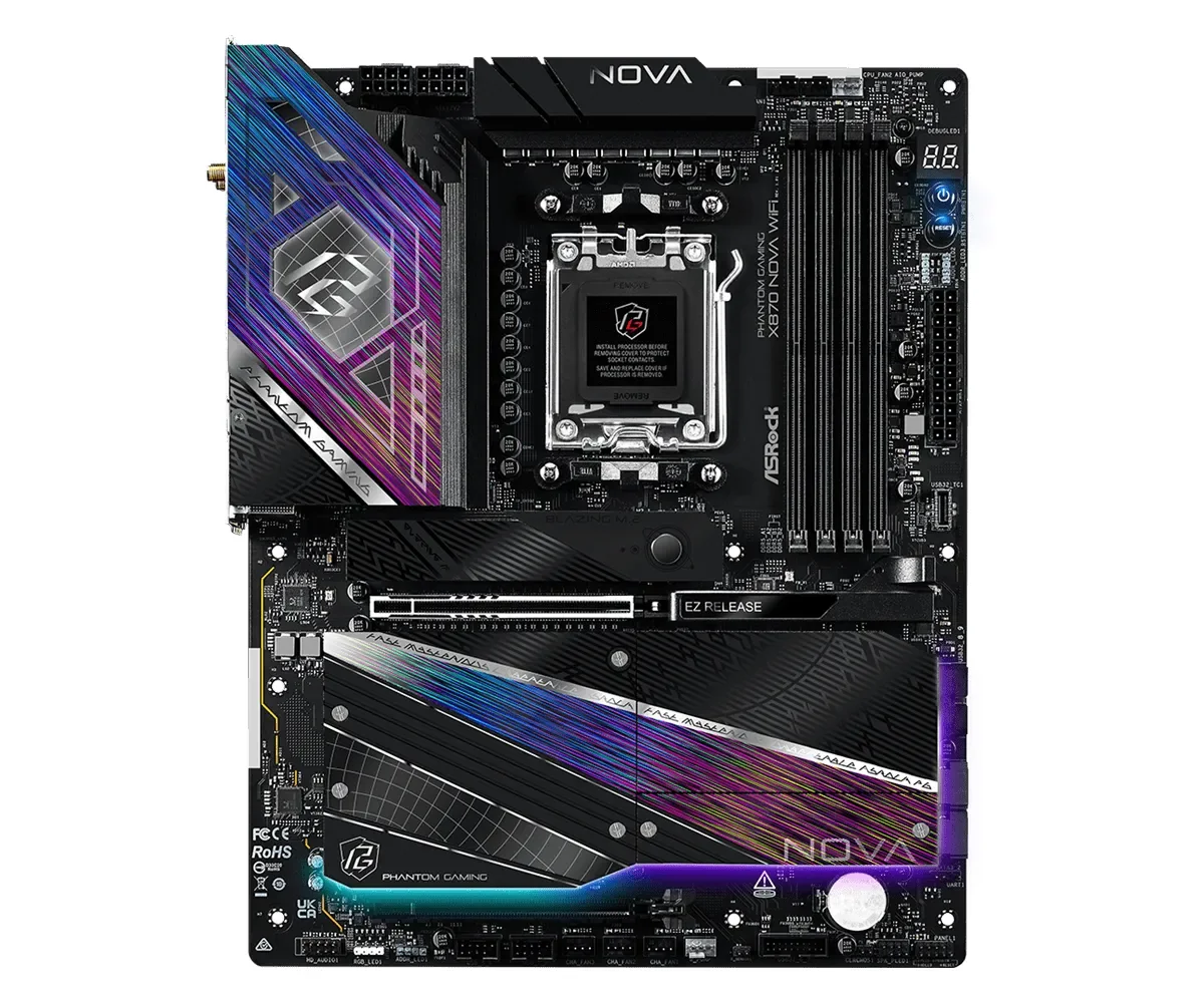 ASRock X870 NOVA WiFi Emolevy - AMD X870 - AMD AM5 - DDR5 RAM - ATX