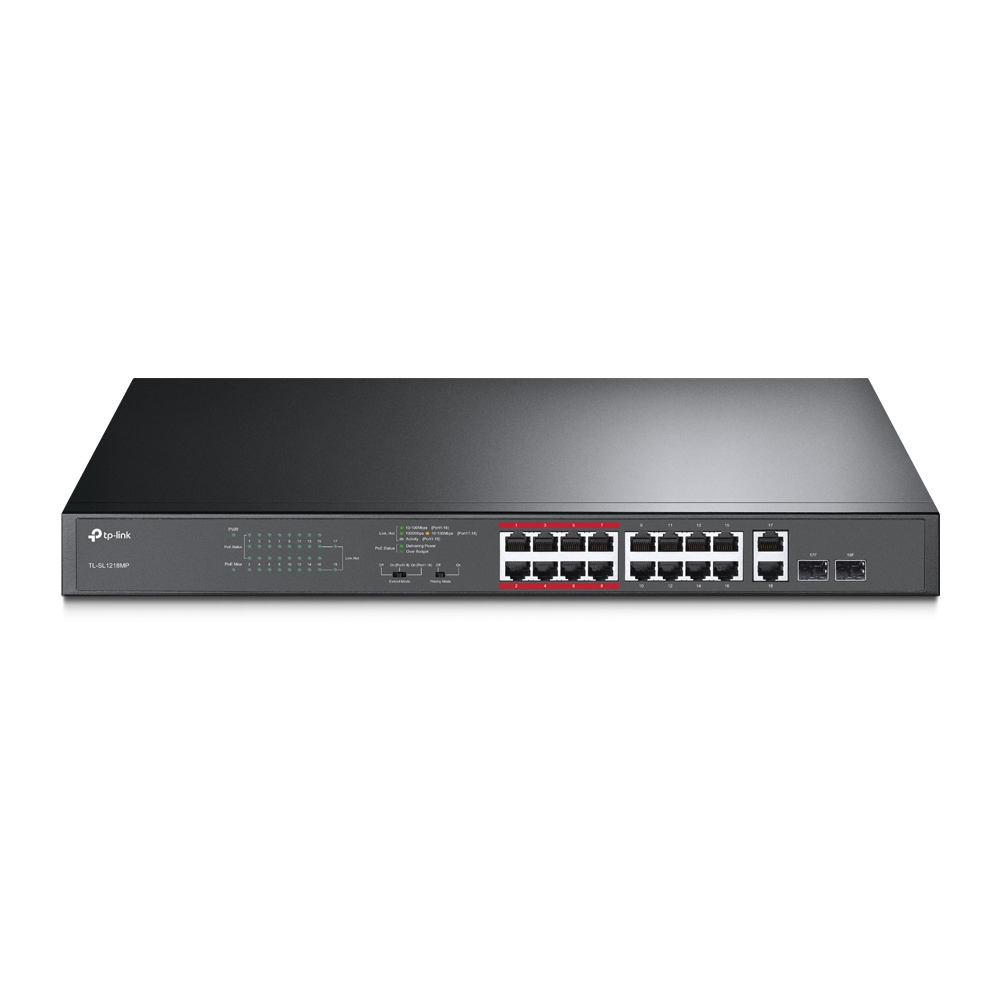 TP-LINK TL-SL1218MP - Hallinnoimaton kytkin, musta