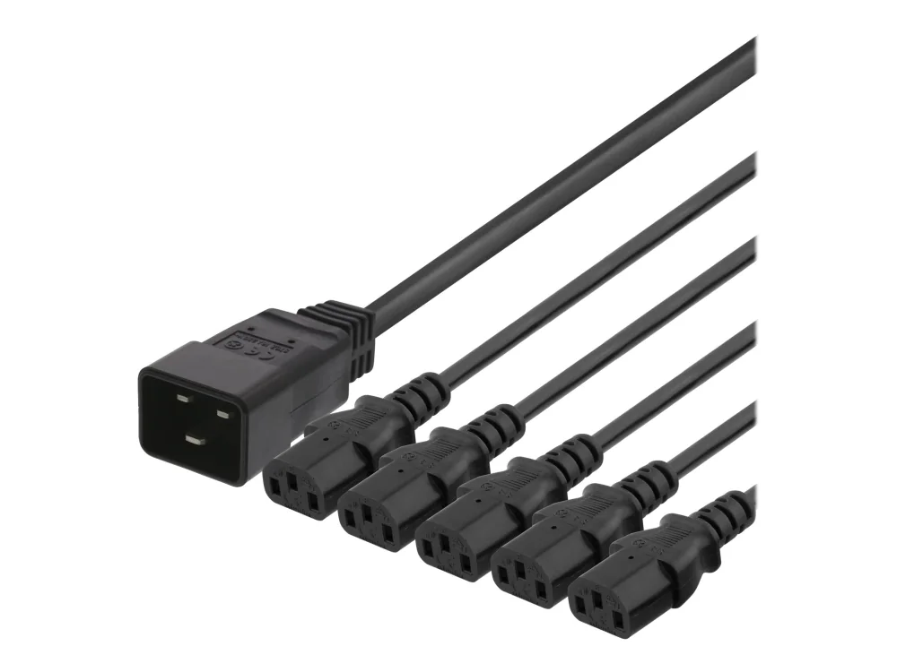 Deltaco - power splitter - IEC 60320 C20 to power IEC 60320 C13 - 1 m