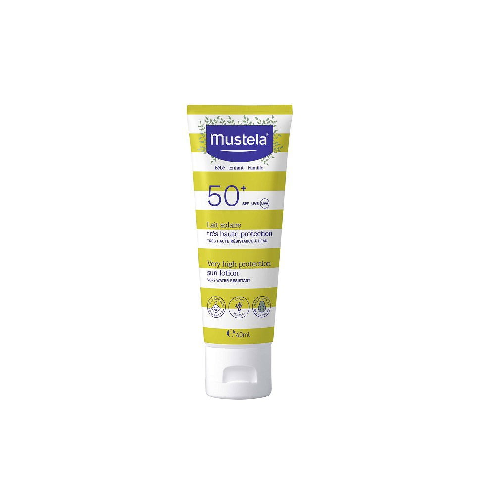 Mustela Erittäin korkean suojan aurinkomaito lapsille ja perheille SPF50+ 40 ml