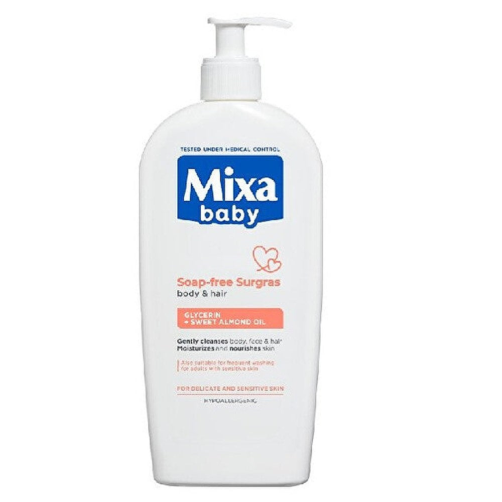 Mixa Baby Vartalo- ja Hiusgeeli Ilman Saippuaa 400ml - Hellävarainen ja Ravitseva Puhdistusaine Lapsille