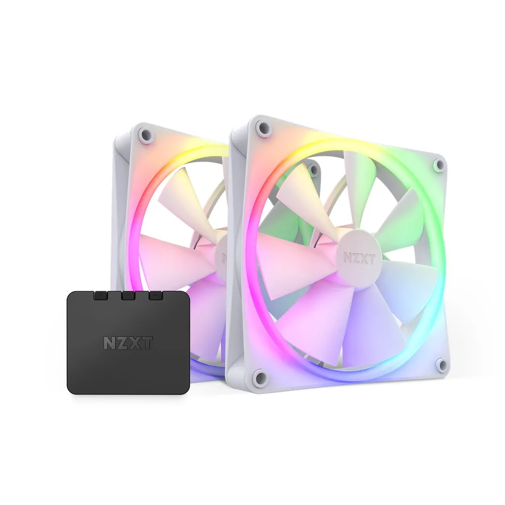 NZXT F140 RGB 2-pack & RGB Controller - White - Kotelotuuletin - 140mm - Valkoinen RGB LED valolla - 33 dBA