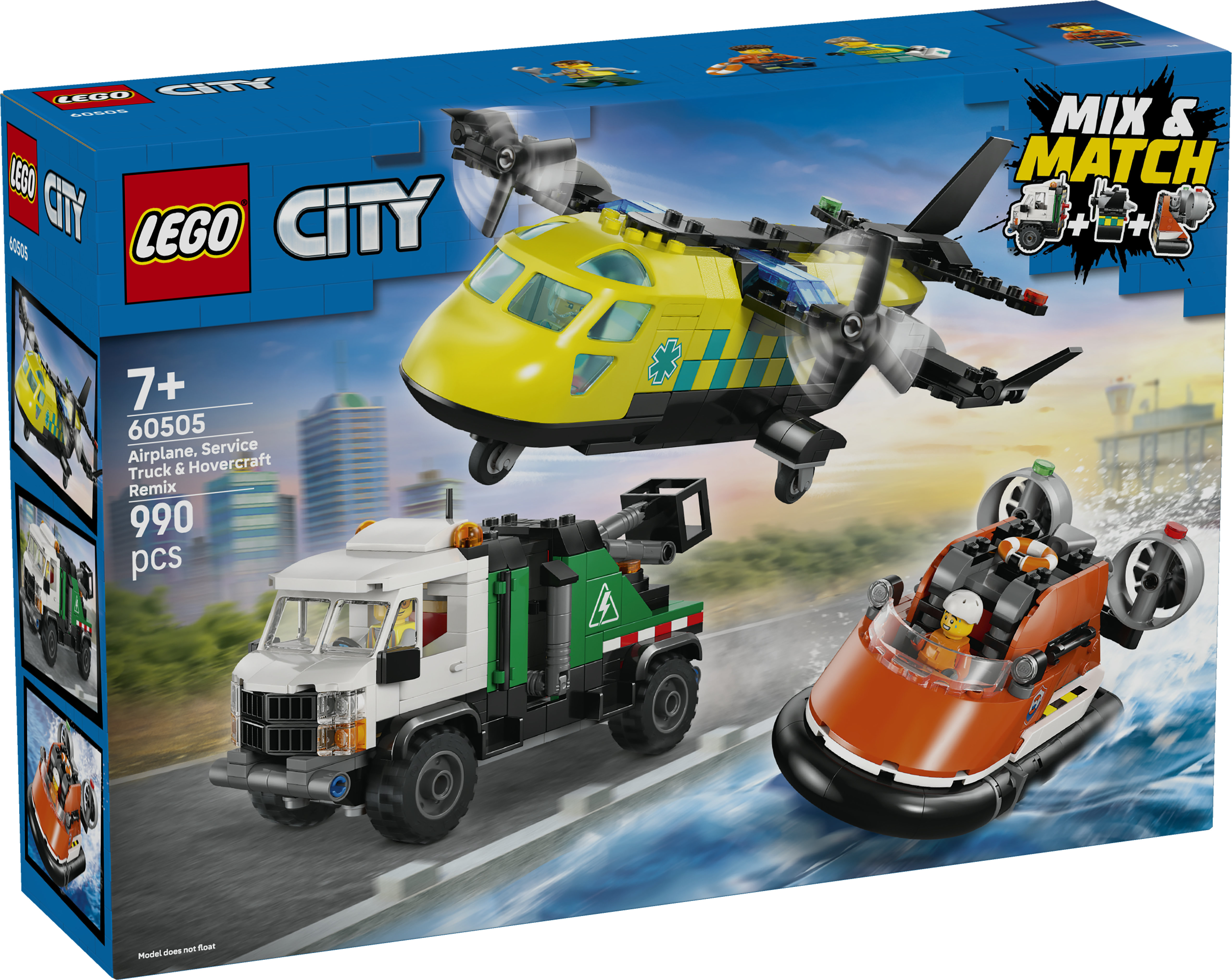 LEGO City 60505 Lentokone, huoltoauto ja ilmatyynyalus