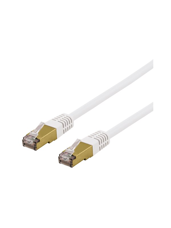 DELTACO S/FTP Cat6a laitekaapeli, Delta-sert., LSZH, 0,3m, valkoinen