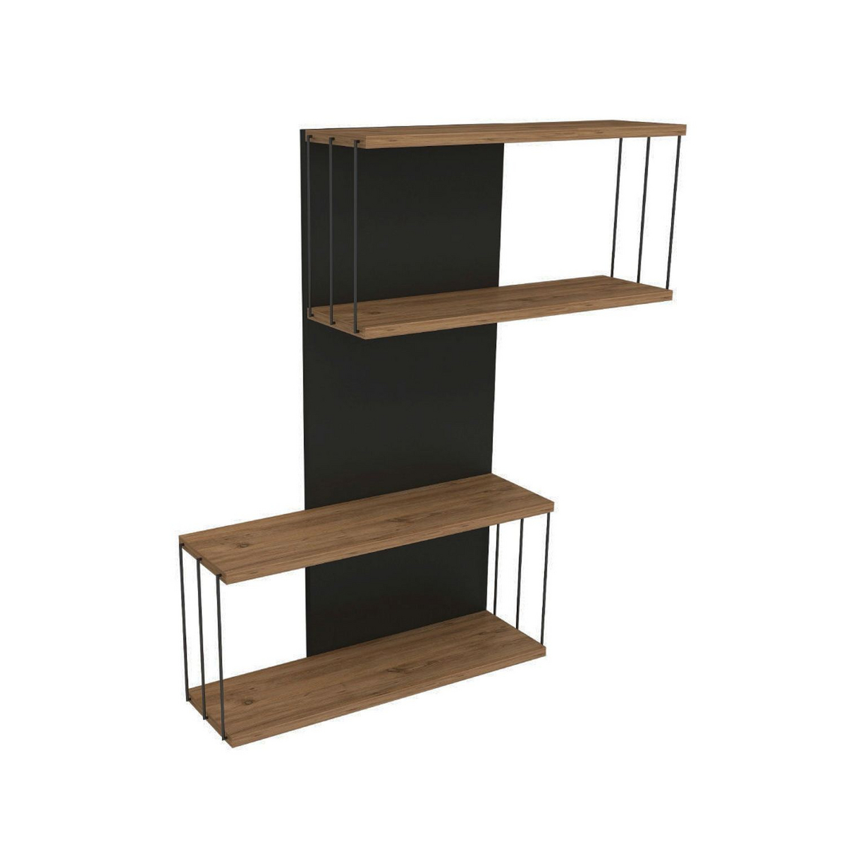 Norda Design Moderni seinähylly, antrasiitti & tammi, 65 x 96 x 19 cm | 100 % melamiinipäällystetty, 18 mm paksu | Tyylikäs & toimiva