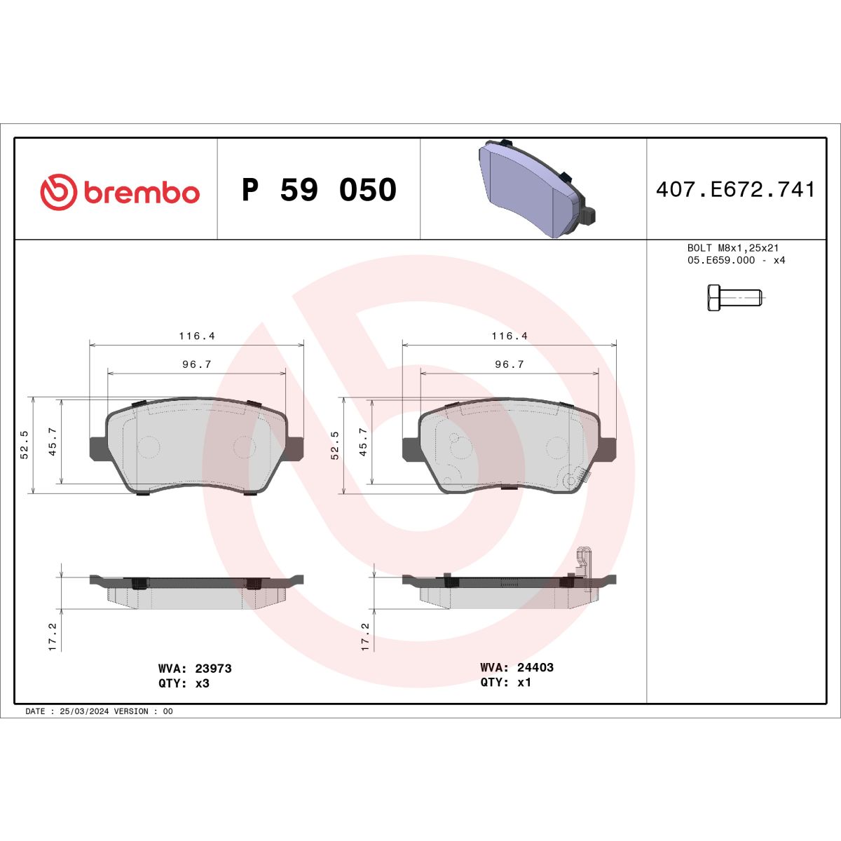Jarrupalat, levyjarru BREMBO P 59 050