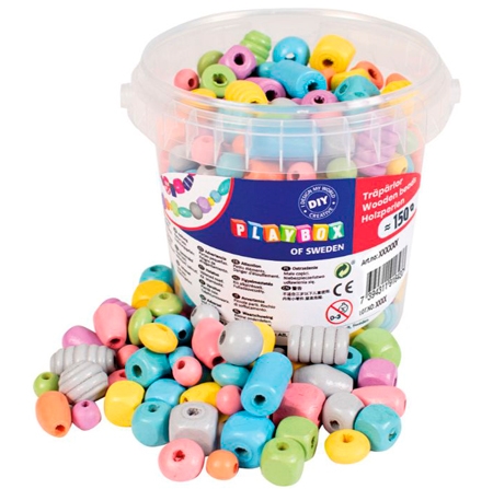 Playbox Pastelli puuhelmet - 150 kpl
