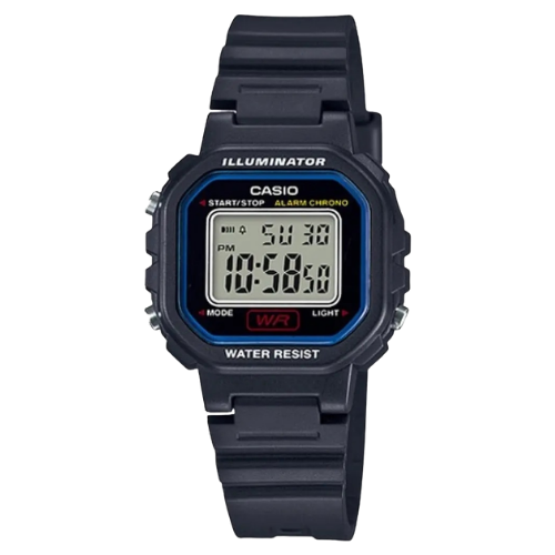 Casio Collection LA-20WH-1CDF Neliönmuotoinen Digitaalinen Kello Mustalla Hartsirannekkeella