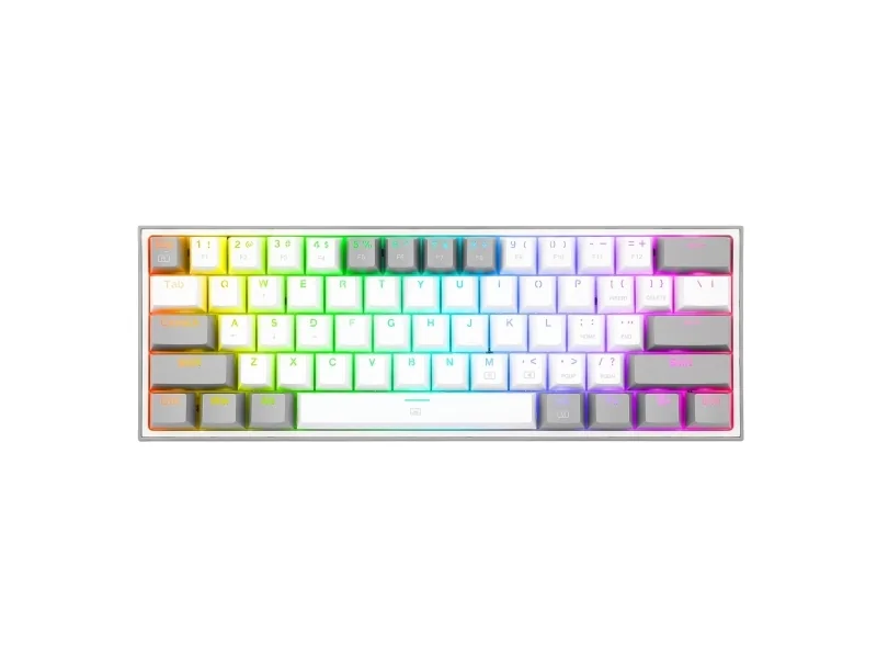 REDRAGON K617-RGB Fizz RGB White/Grey, Langallinen, USB, Mekaaninen, Harmaa, Valkoinen
