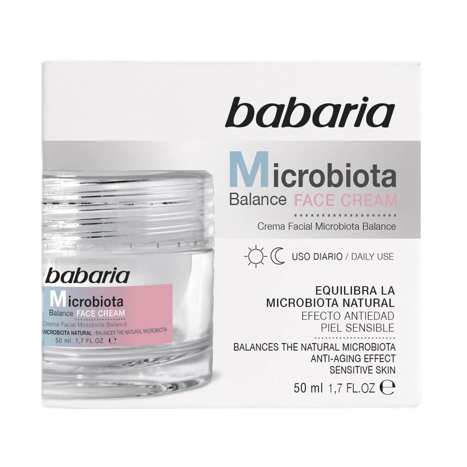 Babaria Microbiota Balance kasvovoide päivittäiseen käyttöön herkälle iholle 50 ml