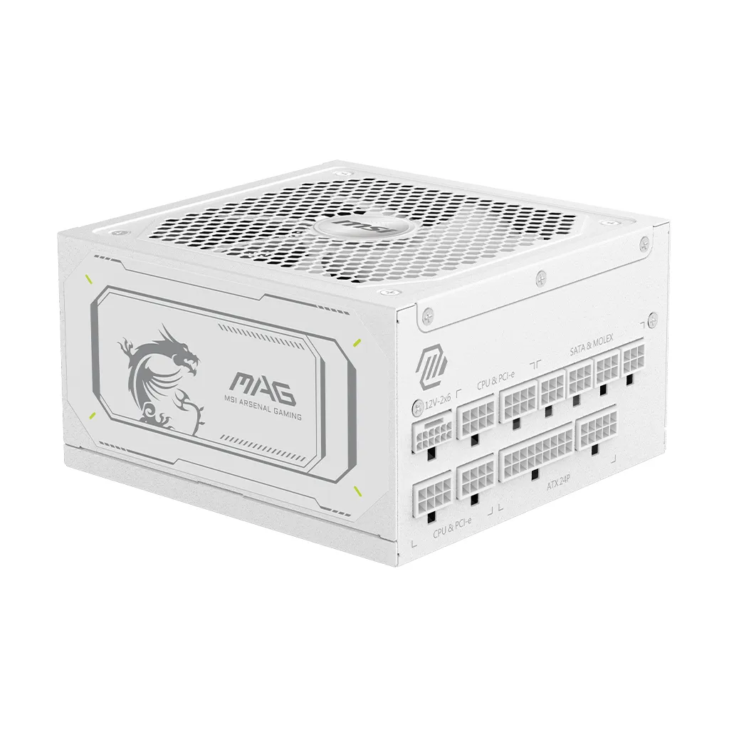 MSI MAG A1000GL PCIE5 WHITE 1000W -virtalähde, 80 Plus Gold