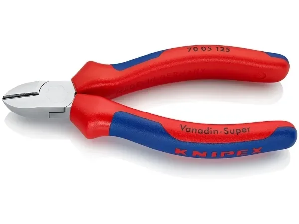Knipex 70 05 125, Sivuleikkurit, Muovi, Sininen, Punainen, 125 mm