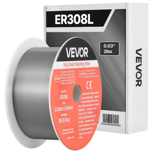 VEVOR Solid MIG Welding Wire, ER308L 0.8mm 0.9kg, Low Spatter Stainless Steel Welding Wire with High Feedability for All-Position Gas Shielded Welding