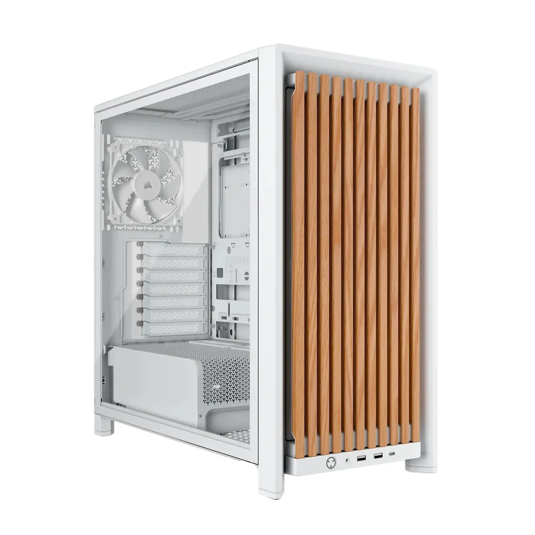 Corsair FRAME 4000D Wood RS (White & Oak) - Kotelot - Miditower - Valkoinen