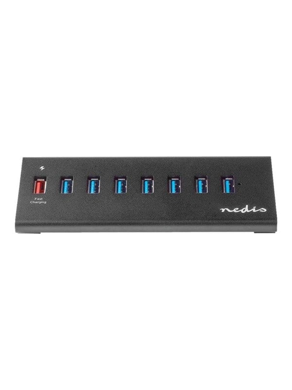 Nedis USB-keskitin | USB Micro-B Female | USB-A Female | 8-Porttinen port(s) | QC3.0 / USB 3.2 Gen 1 | USB Virta / Verkkovirtakäyttöinen | 5 Gbps | 8x USB