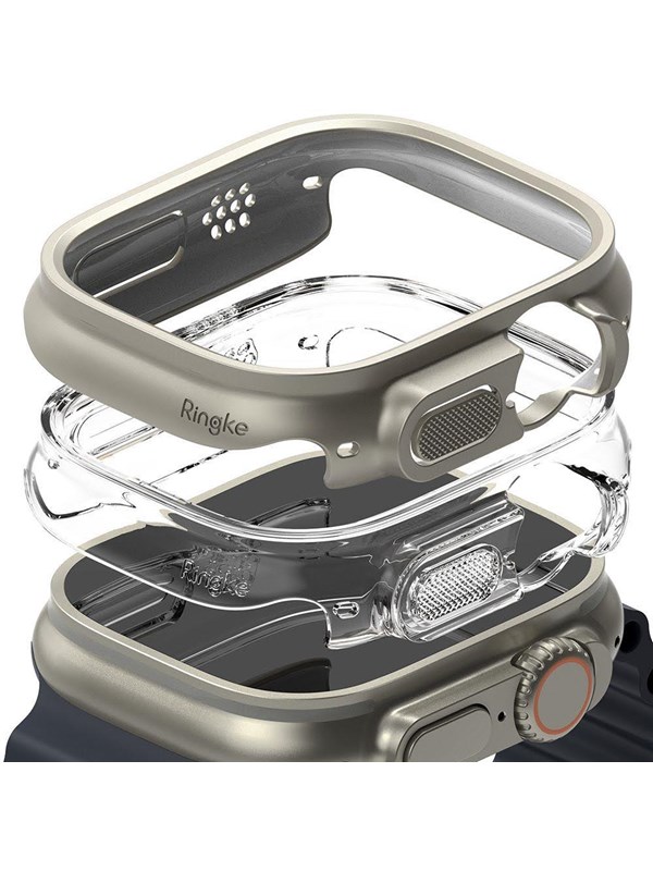 Ringke Slim 2-pack kotelo Apple Watch Ultra 1/2 (49 mm) - kirkas ja titaani