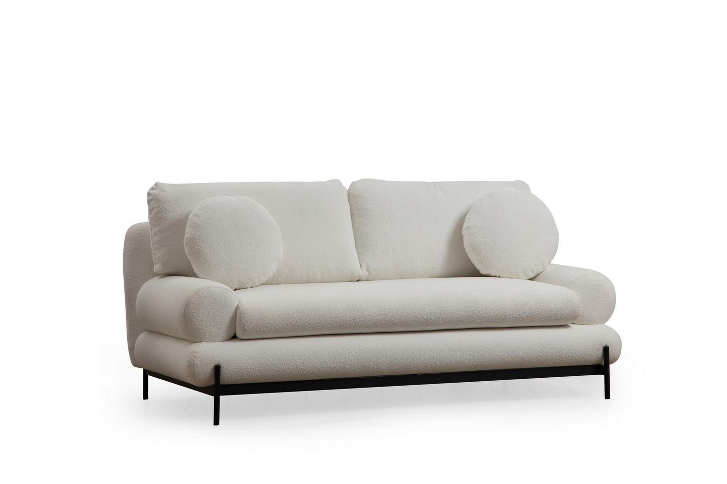 Norda Design Elegantti kaksipaikkainen sohva, valkoinen, 188 cm | pyökistä valmistettu runko, 100 % polyesteri, pehmeä vaahtomuovi ja tyynyt sisält...