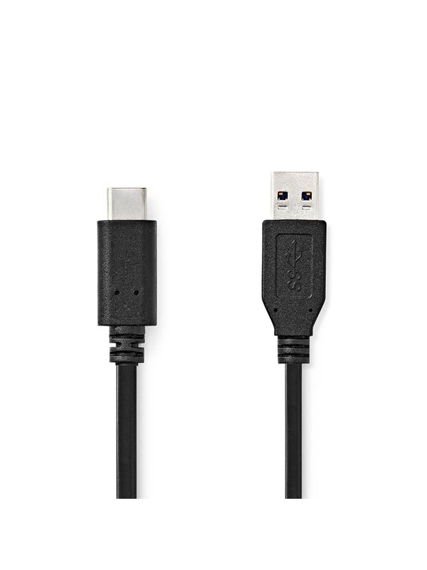 Nedis USB kaapeli | USB 3.2 Gen 2 | USB-A Uros | USB-CTM Uros | 60 W | 10 Gbps | Niklattu | 1.00 m | Pyöreä | PVC | Musta | Label