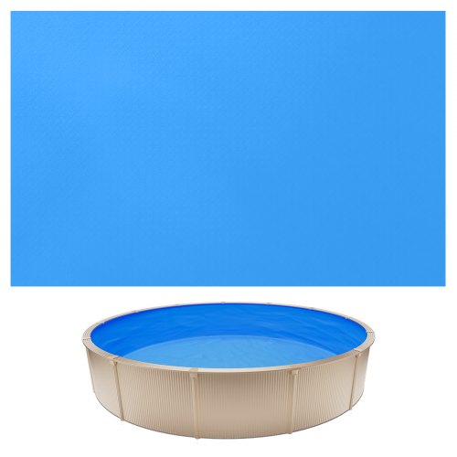 VEVOR 350.5 cm Pool Liner, Round Overlap Swimming Pool Liner for 90 cm Wall Height, Premium Vinyl, Easy Install with Leak-Proof Patches, Designed for Steel Sided Above-Ground,Outdoor, Blue