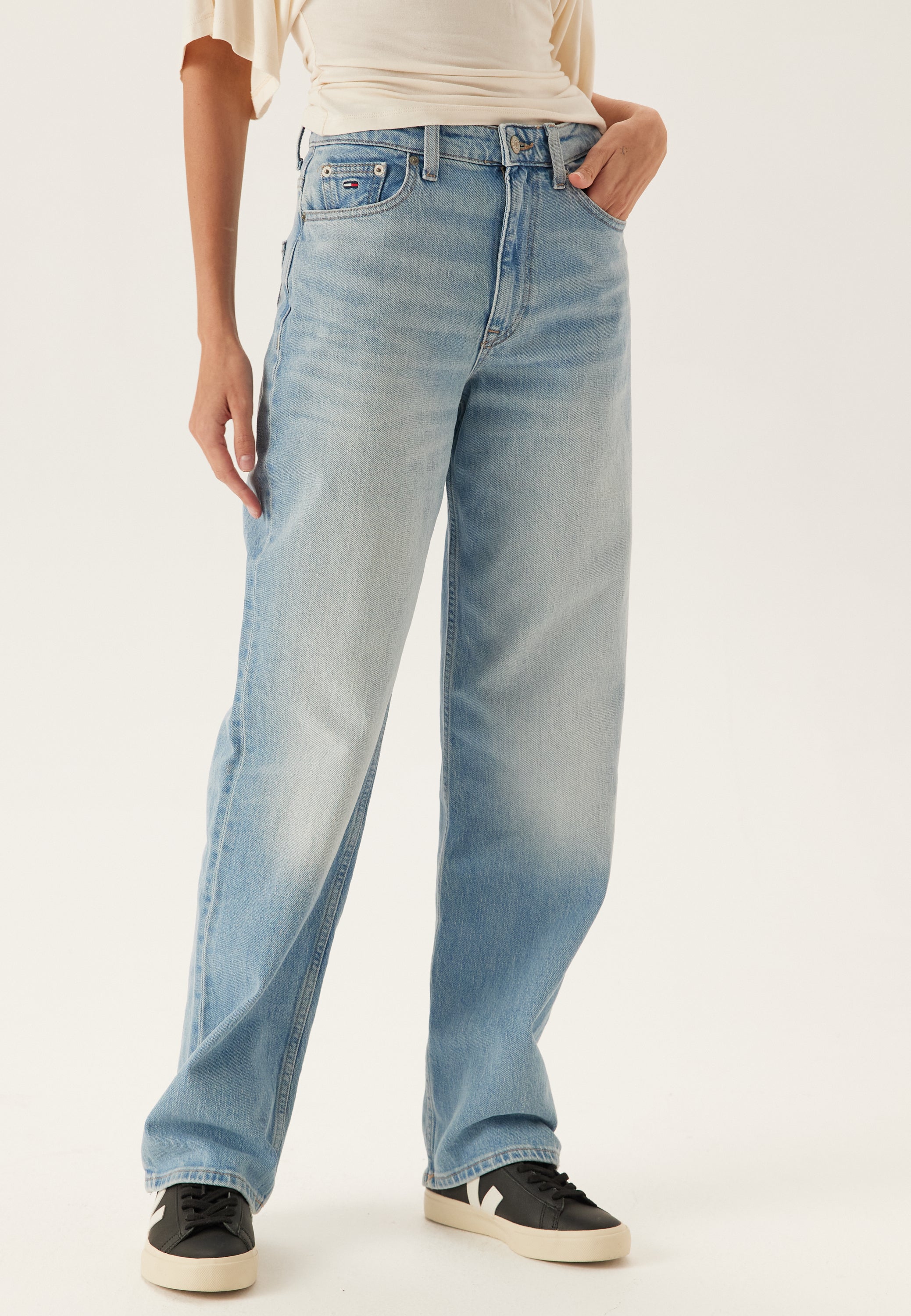 Tommy Jeans Farkut 'High Rise Slim Straight Jean' sininen denim