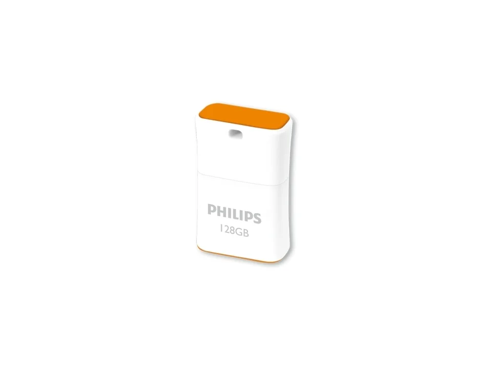 Philips Pico, 128 GB, USB A-tyyppi, 2.0, 30 MB/s, Suojus, Oranssi, Valkoinen