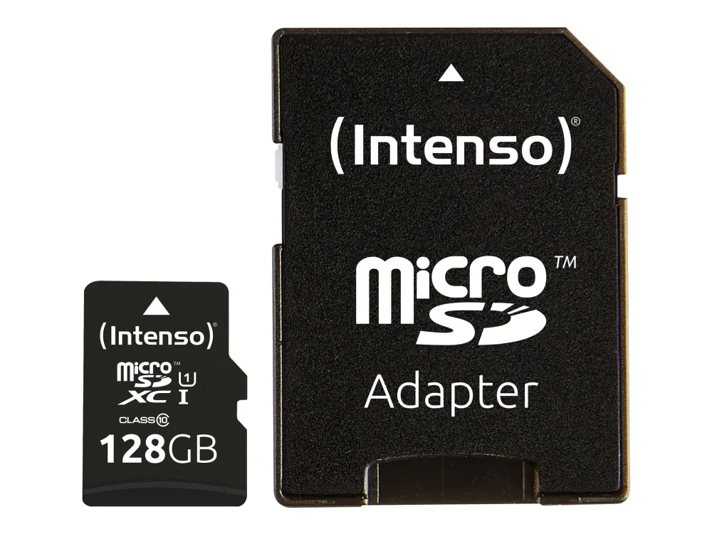 Intenso - Flash-muistikortti (microSDXC-SD-sovitin sisältyy) - 128 GB - UHS-I / Class10 - microSDXC UHS-I