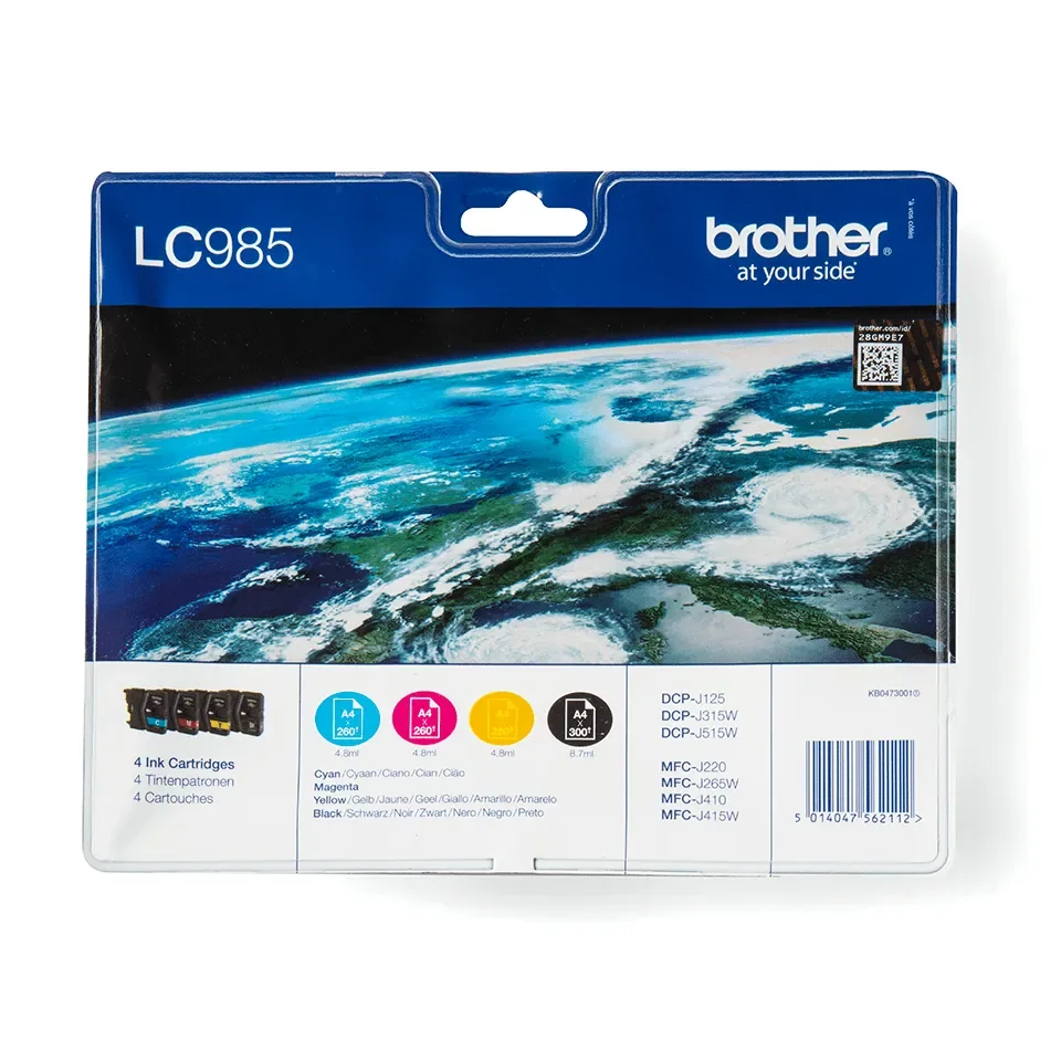 Brother LC985VALBPDR - Value Pack - 4-Pack (Balck Keltainen Cyan Magenta) Ink - Mustepatruuna Syaani