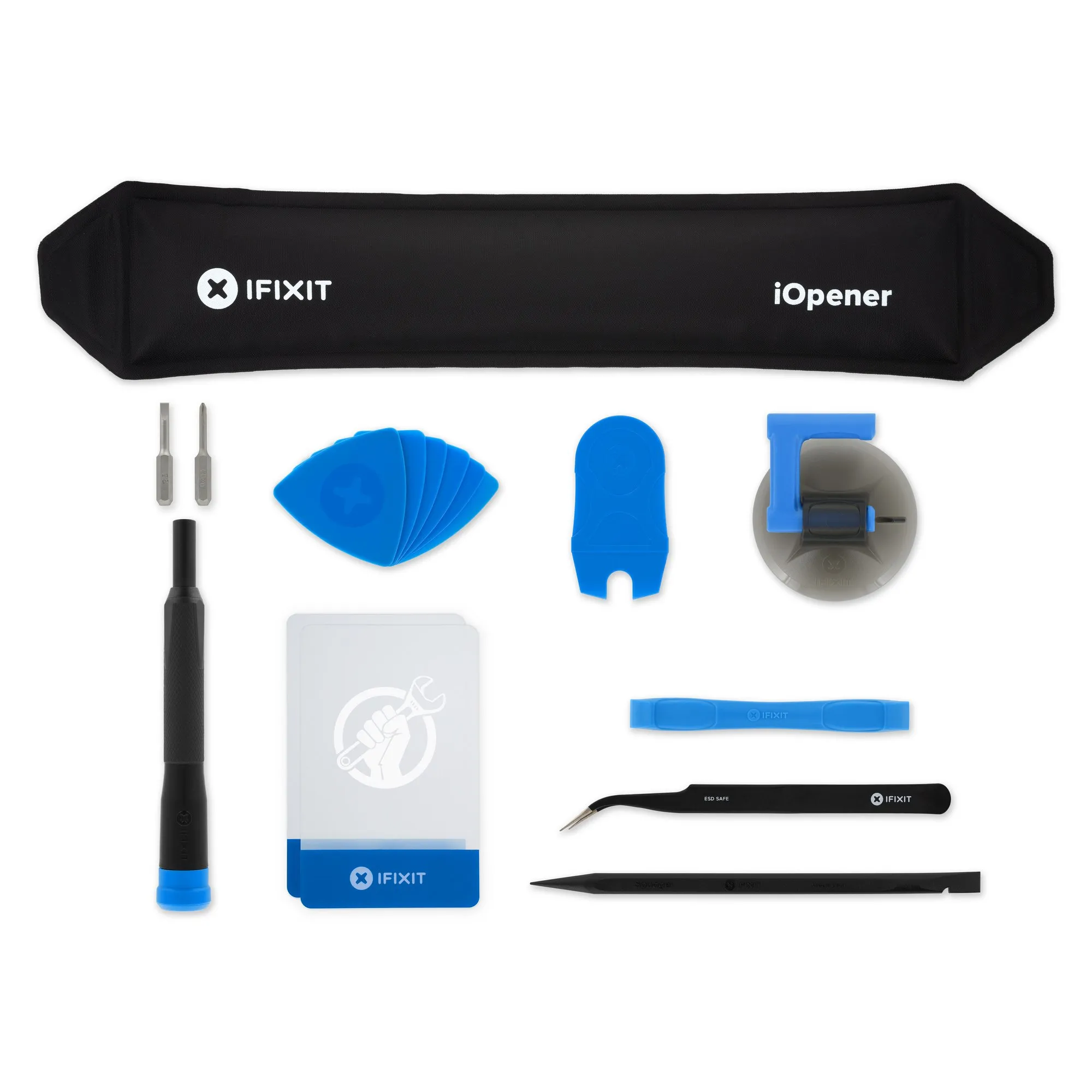 iFixit EU145198-10, Avaustyökalu, Matkapuhelin/älypuhelin, Tabletti, Avauspiikki, Muovikortti, Metallilasta, Imukuppi, Atulat, Monivärinen, Phillips, 1 pinsettiä