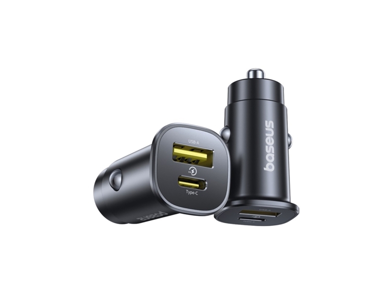 Baseus GoTrip USB-C / USB-A 30W Car Charger - Black