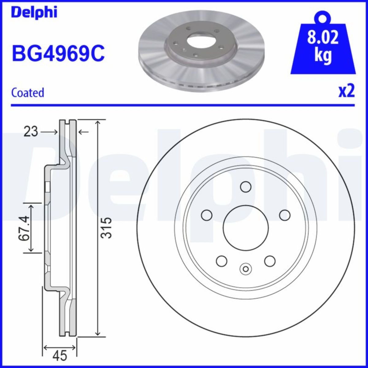 Jarrulevy DELPHI BG4969C