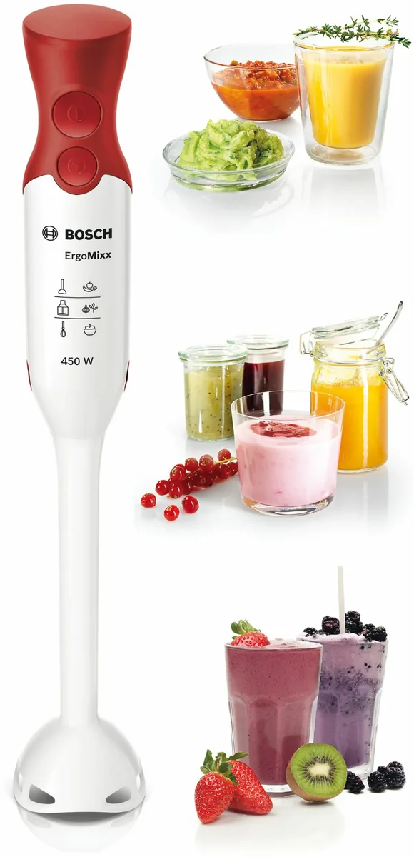 Bosch MSM64010, Upotettava sekoitin, 1,4 m, 450 W, Punainen, Valkoinen
