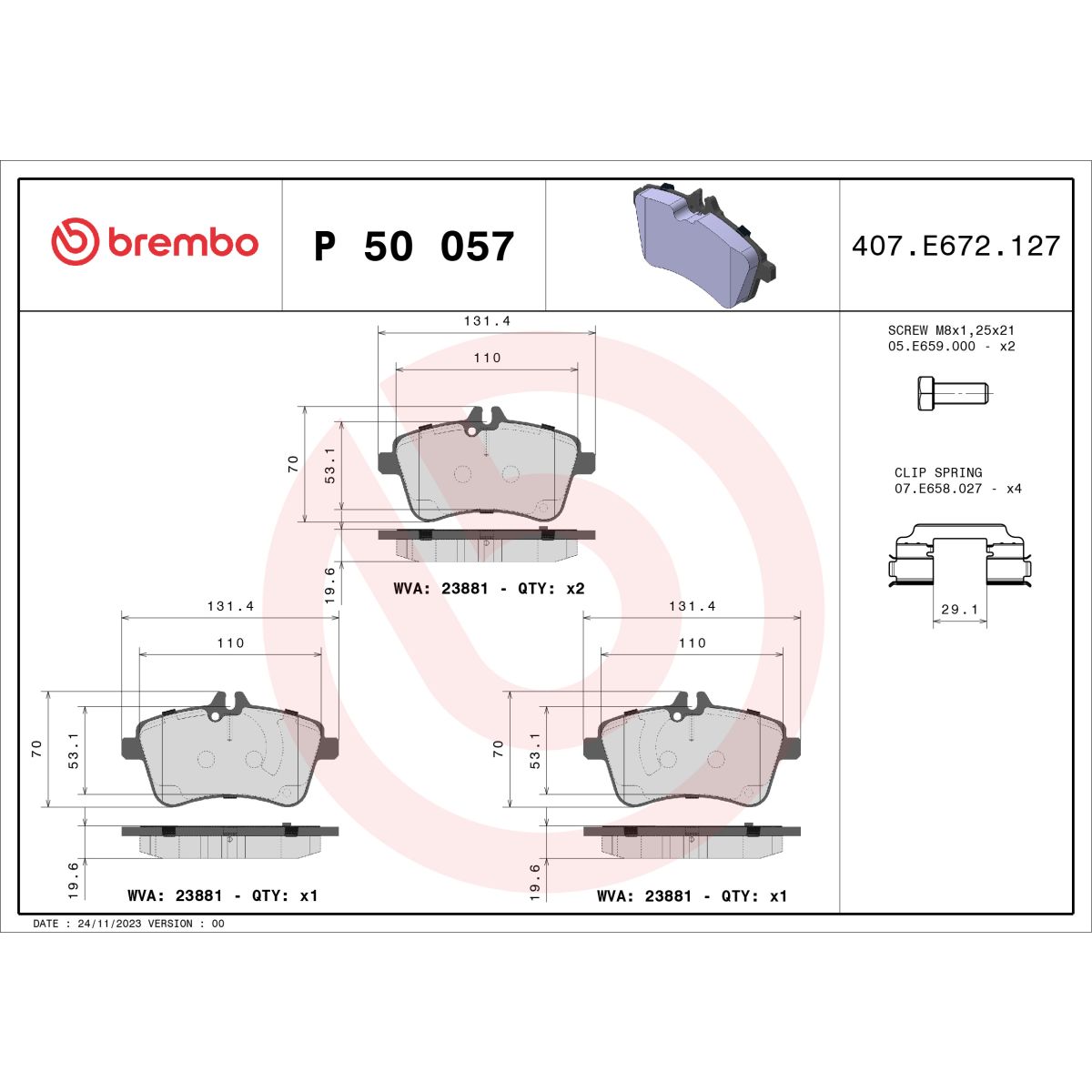 Jarrupalat, levyjarru BREMBO P 50 057