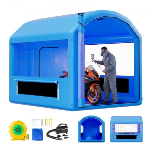 VEVOR Inflatable Paint Booth, 3 x 2.6 x 2.6 m, Inflatable Spray Booth with 550W Powerful Blower and Air Filter System, Round Roof, for Painting Bicycle, Motorcycle, and Automotive Sheet Metal