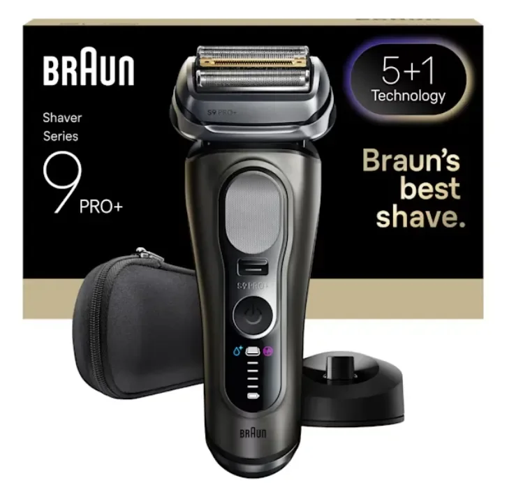 Braun Series 9 Pro+ 554237 märkä- ja kuiva-ajoon -parranajokone, musta, harmaa