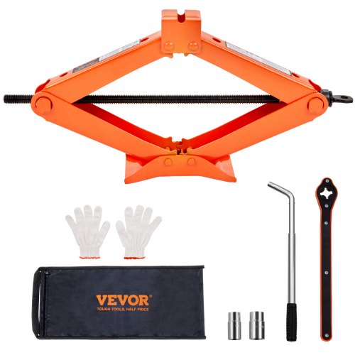 VEVOR Scissor Jack, 2.5 Ton/2500 kg Scissor Car Jack, 9.4 cm-43.4 cm Lifting Range Scissor Lift Jack with Ratcheting Handle and L-Wrench, Portable Tire Jack for Cars Trucks Sedans MPVs