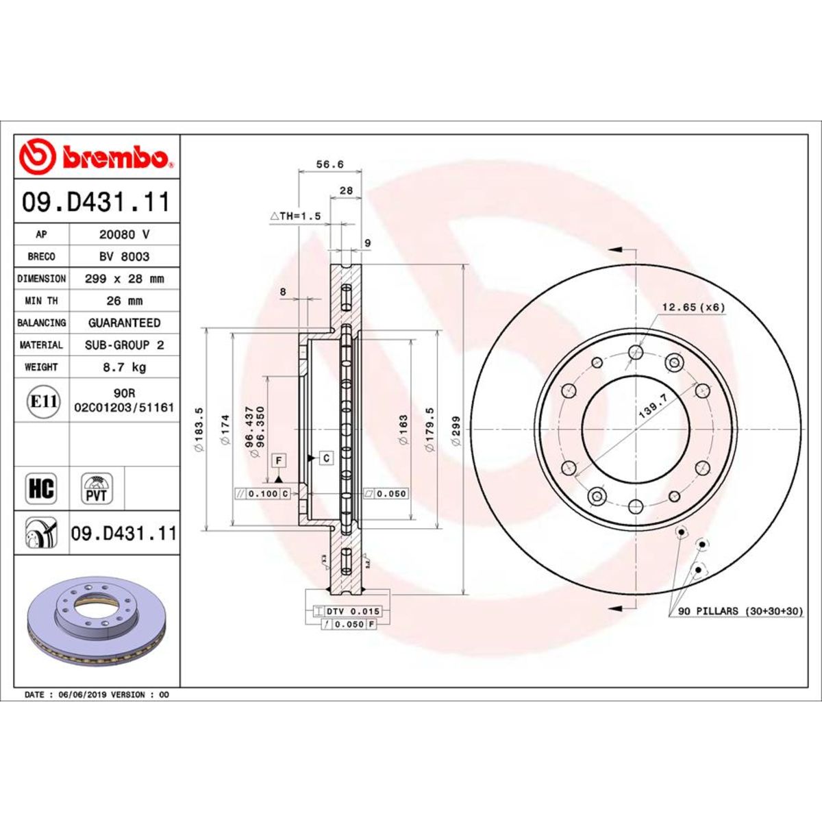Jarrulevy BREMBO 09.D431.11