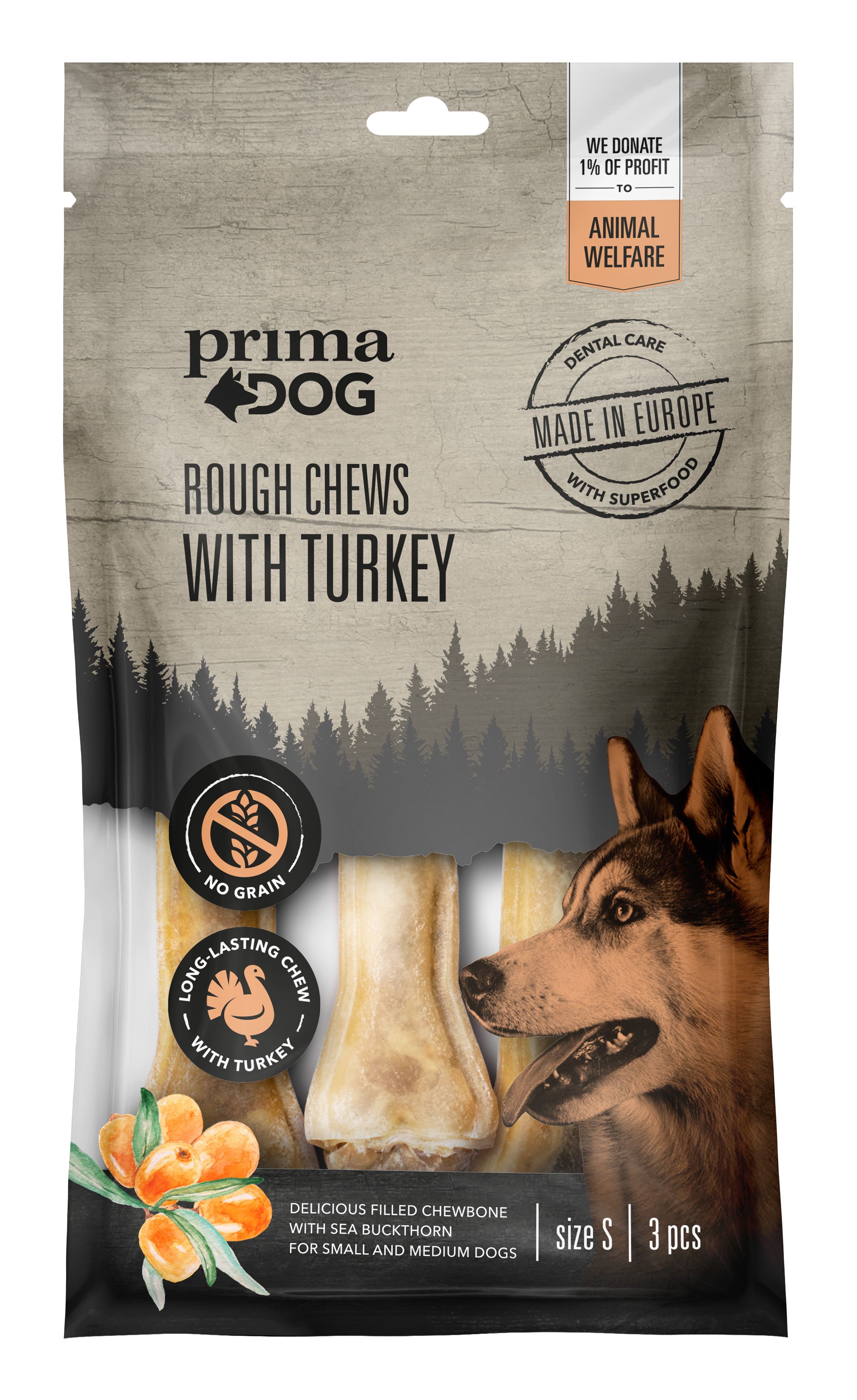 PrimaDog Rough Chews Kalkkuna-Tyrni